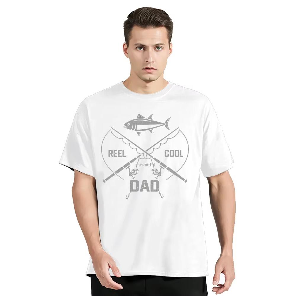 Reel Cool Dad Tryck T-shirt Nytt Herrkläder Rundhalsad Mode Design Lös T-shirt Fiskespö Och Fisk Mönster T-shirt