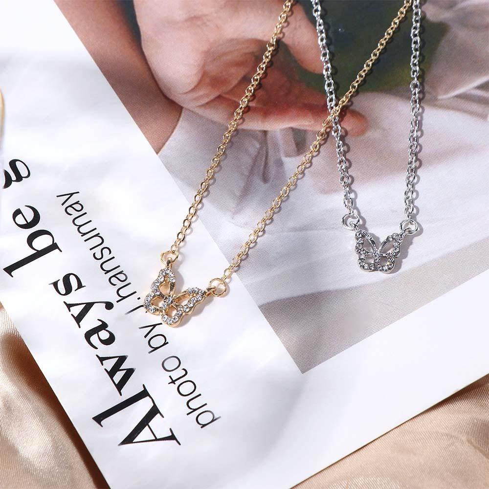 

Hollow Korean Women Rhinestone Clavicle Chain Fashion Jewelry Butterfly Necklace Chocker