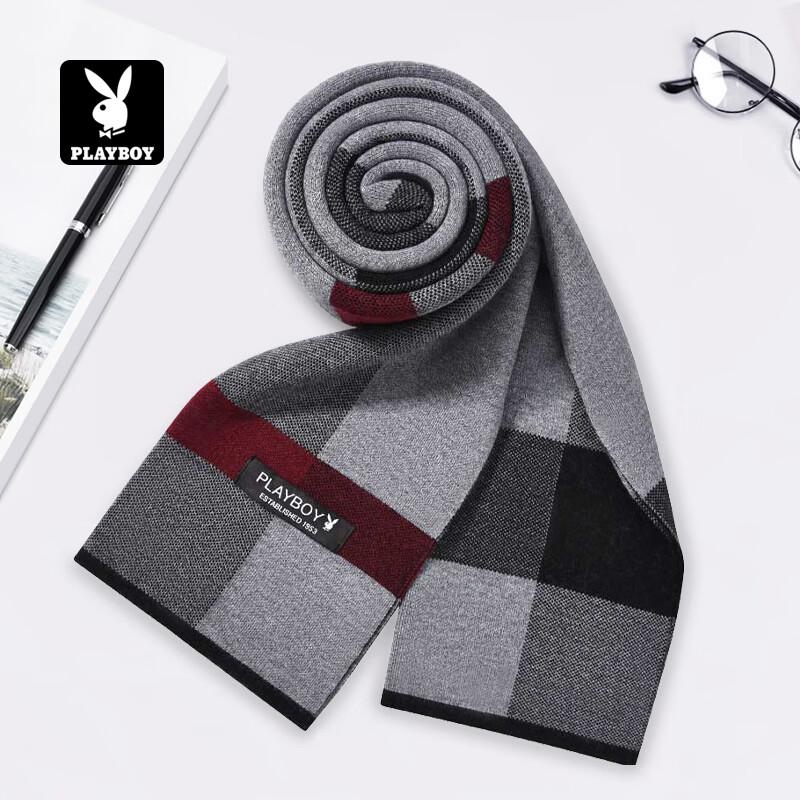 PLAYBOY Men's Autumn Winter Warm Wool Blend Scarf