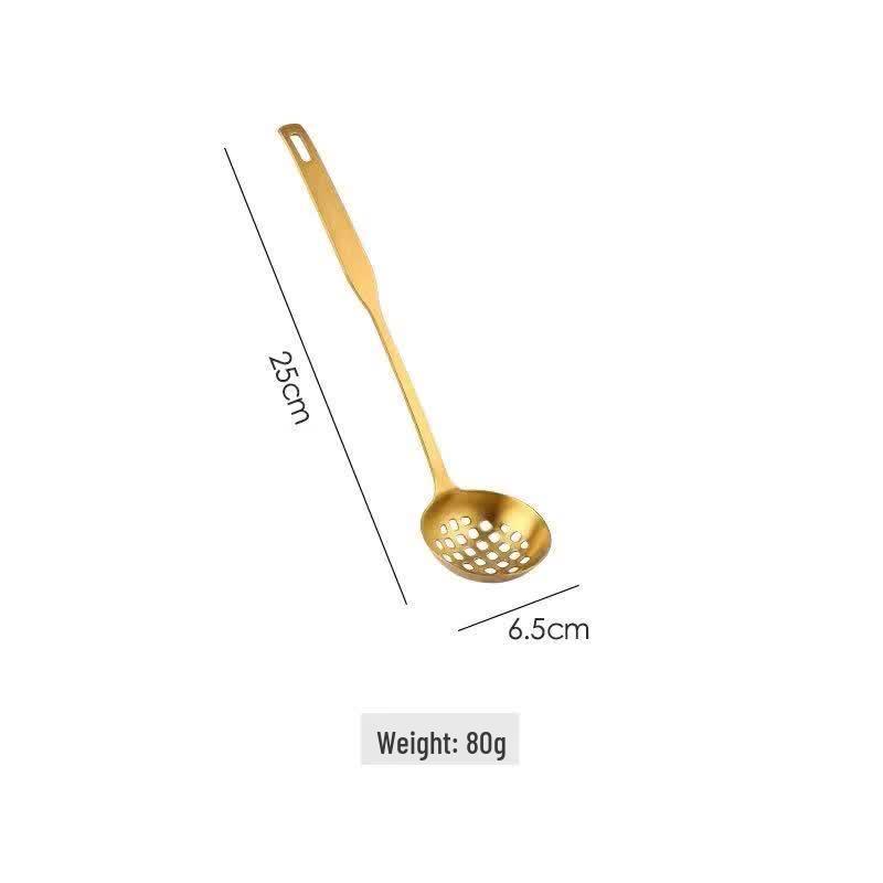 Qianxing 304 Stainless Steel Gold Slotted Spoon Set