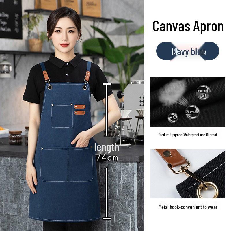 Stain-Resistant Canvas Apron with Logo for Coffee Shops and Nail Art Studios