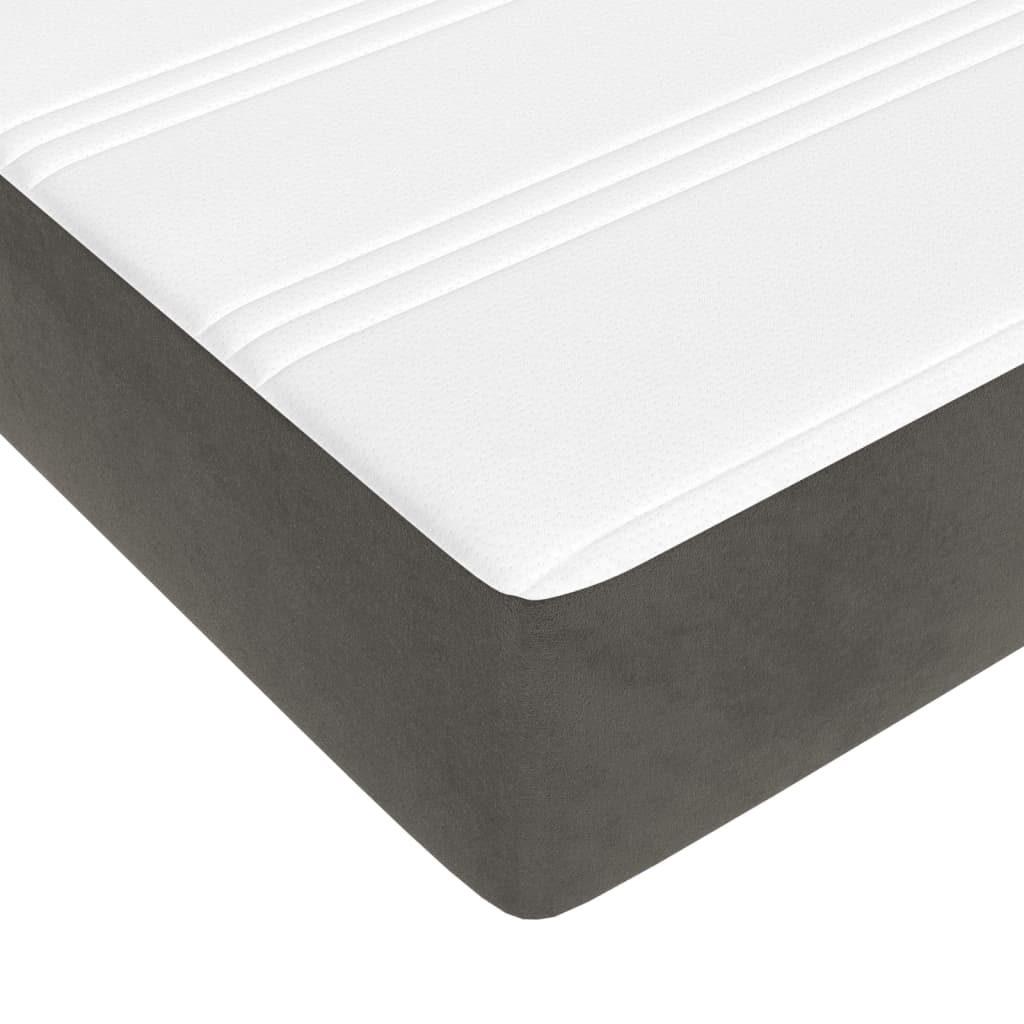 Pocket Spring Mattress Medium Dark Gray 120 x 200 x 20 cm Velvet