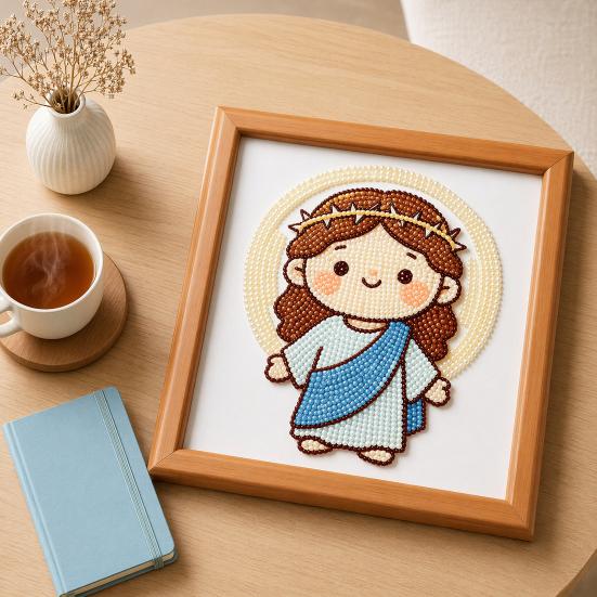 Jesus Faux Pearl Painting Kit, DIY Handmade Jesus Rhinestone Painting Crafts, Beginner Friendly Religious Art Painting for Home Decoration