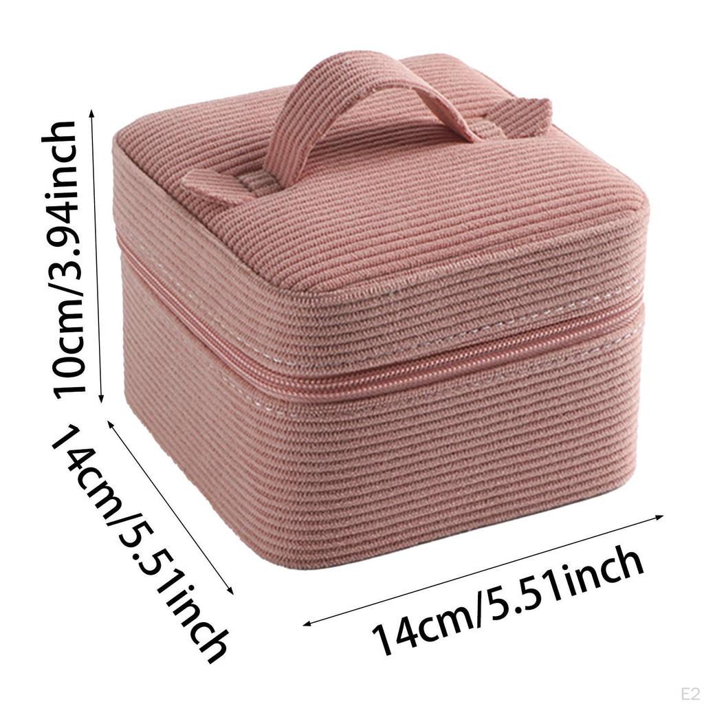 Corduroy Jewelry Box Organizer Container Desktop Gift Zipper Display Case for Bangles Dresser Women
