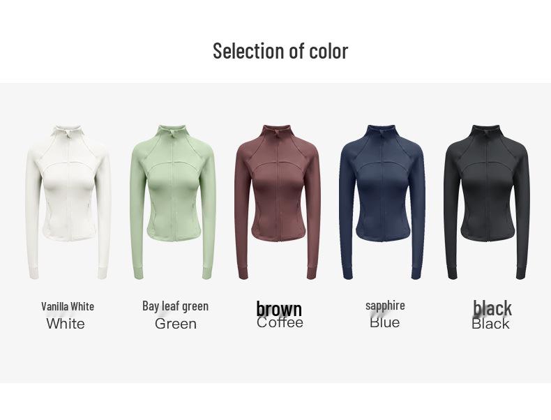 Women's Slim-Fit Stand-Up Collar Yoga Jacket - Long Sleeve, High-Elastic, Zipper Cardigan for Outdoor and Fitness Activities
