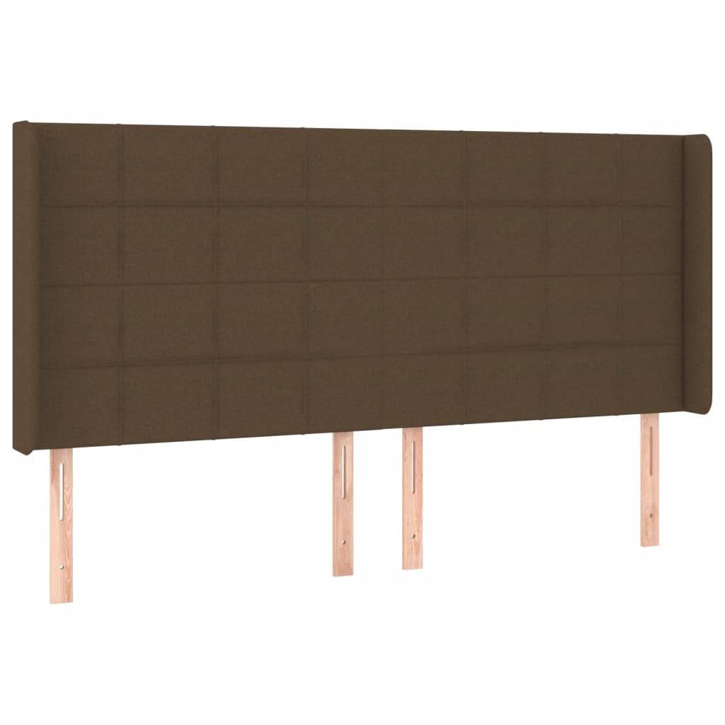 Cama con Somier con Colchón y LED Marrón Oscuro 200x200 cm Tela