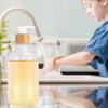 2Pcs 16 Oz Clear Soap Dispenser Set with Bamboo Pump Rust-proof Leak-free