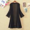 Cardigan de vară mediu lung din dantelă transparentă cu deschidere frontală, protecție solară transparentă, Cardigan croșetat, Acoperire pentru plajă, Streetwear