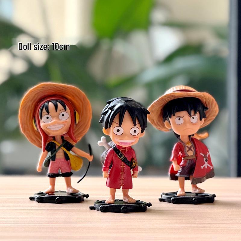 Фигурка Луффи из One Piece, Q-версия, ручная роспись - 3 стиля, Аниме, Украшение для автомобиля