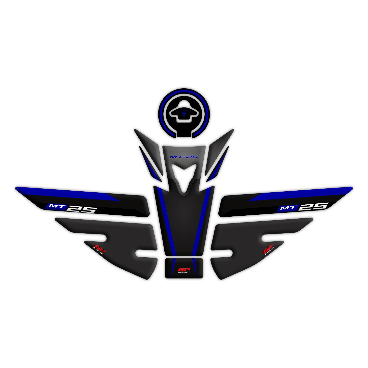 

GP Composite Yamaha MT-25 2015-2019 Compatible Tank Pad Set Black-Navy Blue