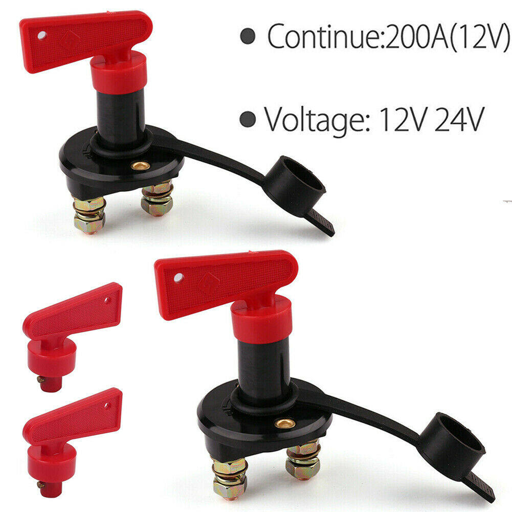 2pcs Battery Cut Off Kill Switch Master Isolator Heavy Duty 12v 24v with Key Car Boat