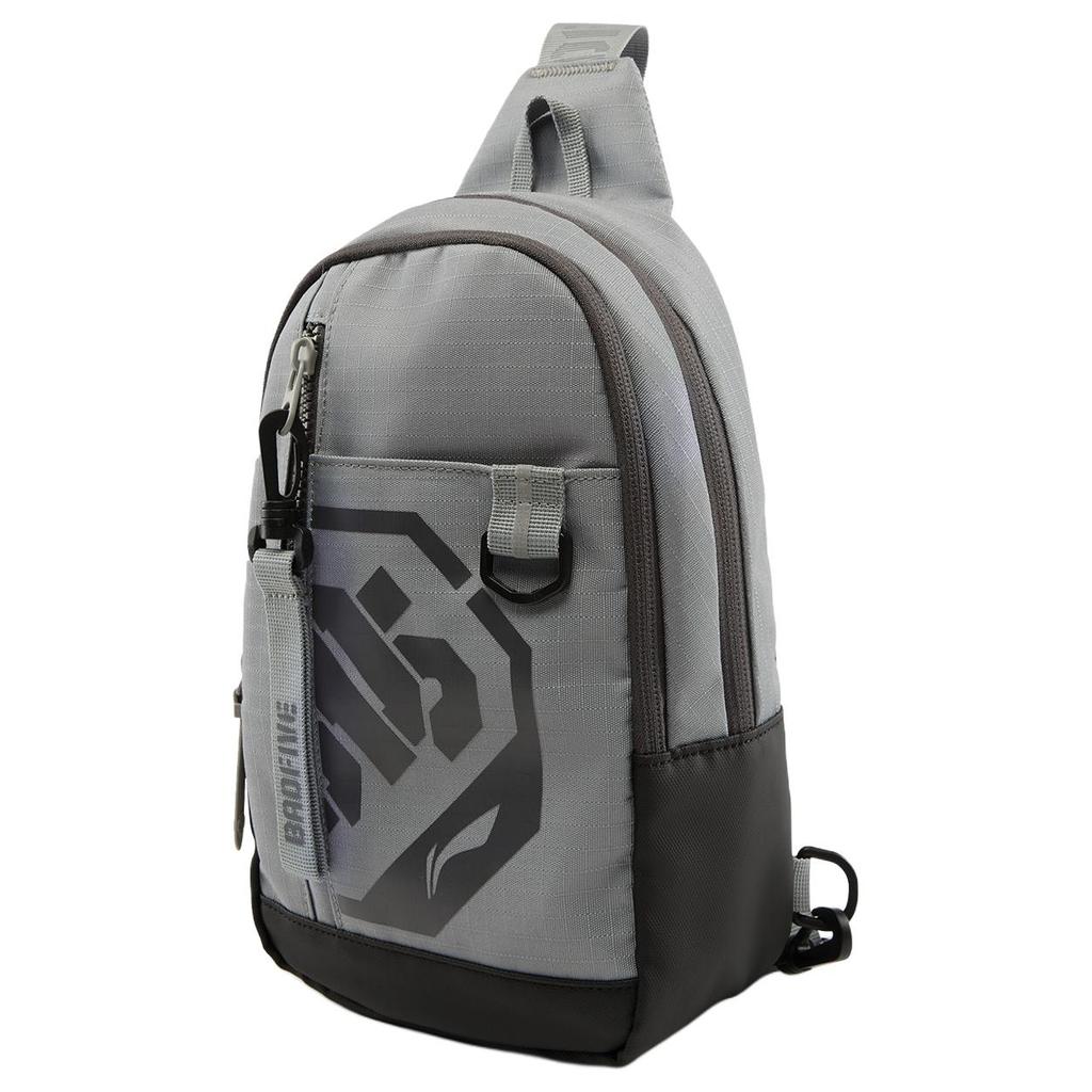 New LiNing BadFive Polyester One Shoulder Crossbody Bag, Sling Bag Regular Unisex Ultimate Gray ABDV207-2