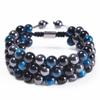 Men's Adjustable Yoga Bracelet with Natural Tiger Eye & Agate Stones