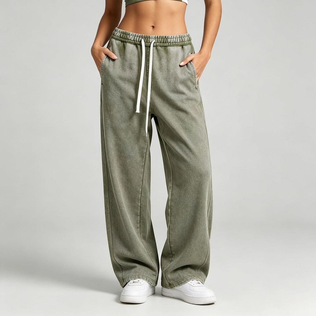 Damen locker sitzende Wide Leg Jogginghose Lässige Sporthose für, Training und Alltag
