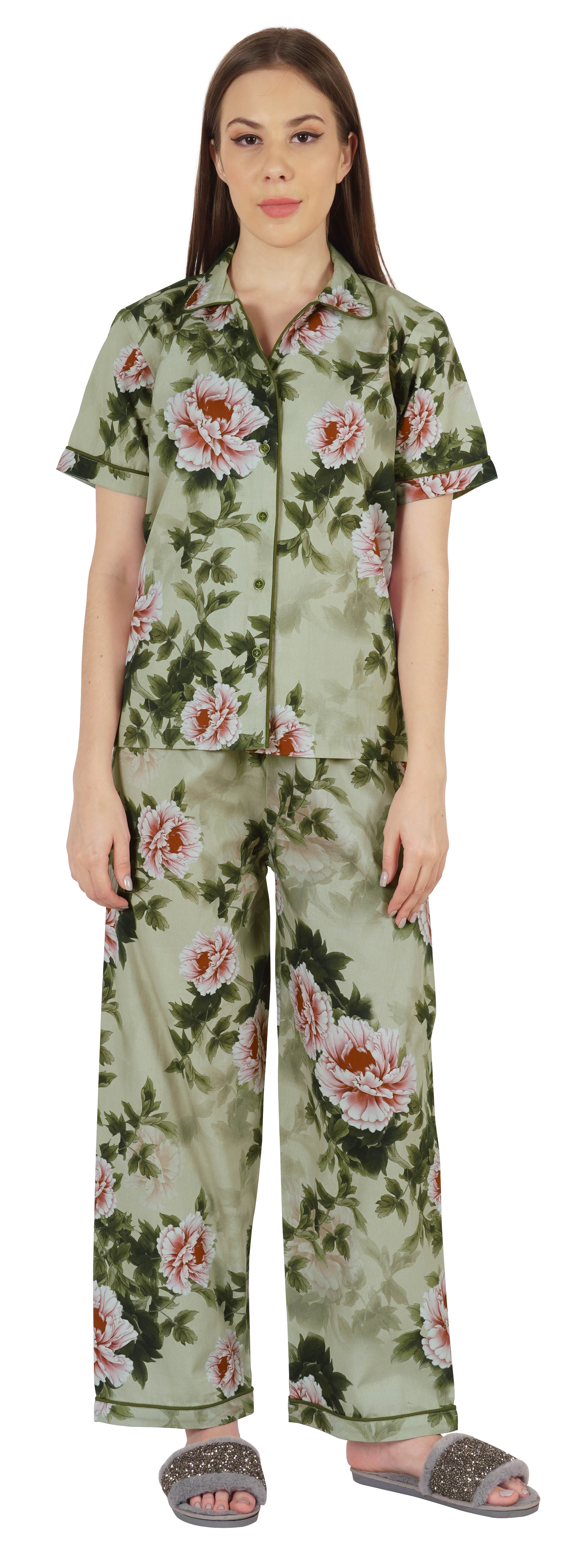 

Inkmeso Жіноча класична сорочка з коротким рукавом і піжамні штани Постільний одяг 2 шт. PJ Sleep XX-Large м ята зелений колір