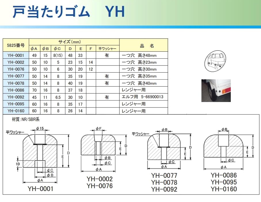 Ohno Gummi (OHNO) Dörrstopp Gummi för Hino Ranger Kompatibel