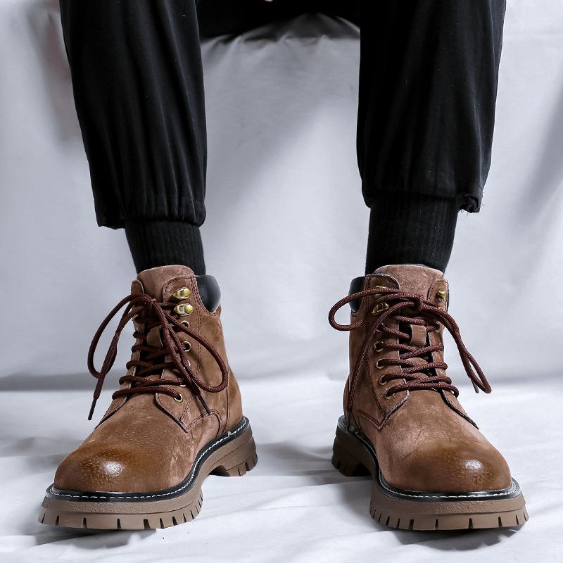 Men's shoes 2024 autumn and winter fashion British velvet new rhubarb boots British retro outdoor Martin boots 6000-R