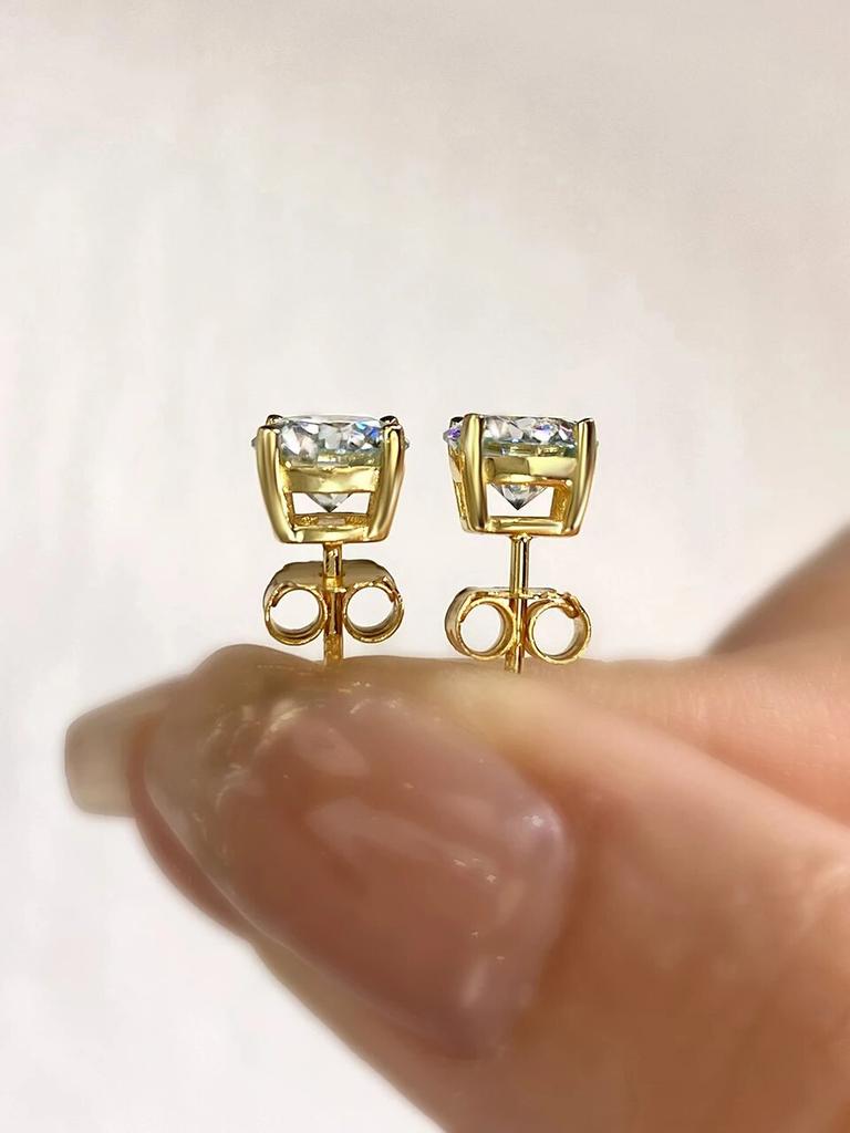 D Barva brilantní kulatý broušený laboratorní moissanite diamantové náušnice pro ženy Svatební šperky pozlacené stříbrem 925