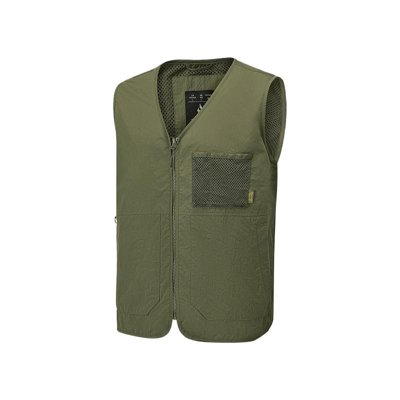 Skechers V-Neck Comfortable Casual Solid Color Vest Unisex tops Ivory-Green P225U068-0050 M
