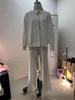2025 European American Fashion Women's Autumn Winter High Neck Knit Wide-Leg Suit