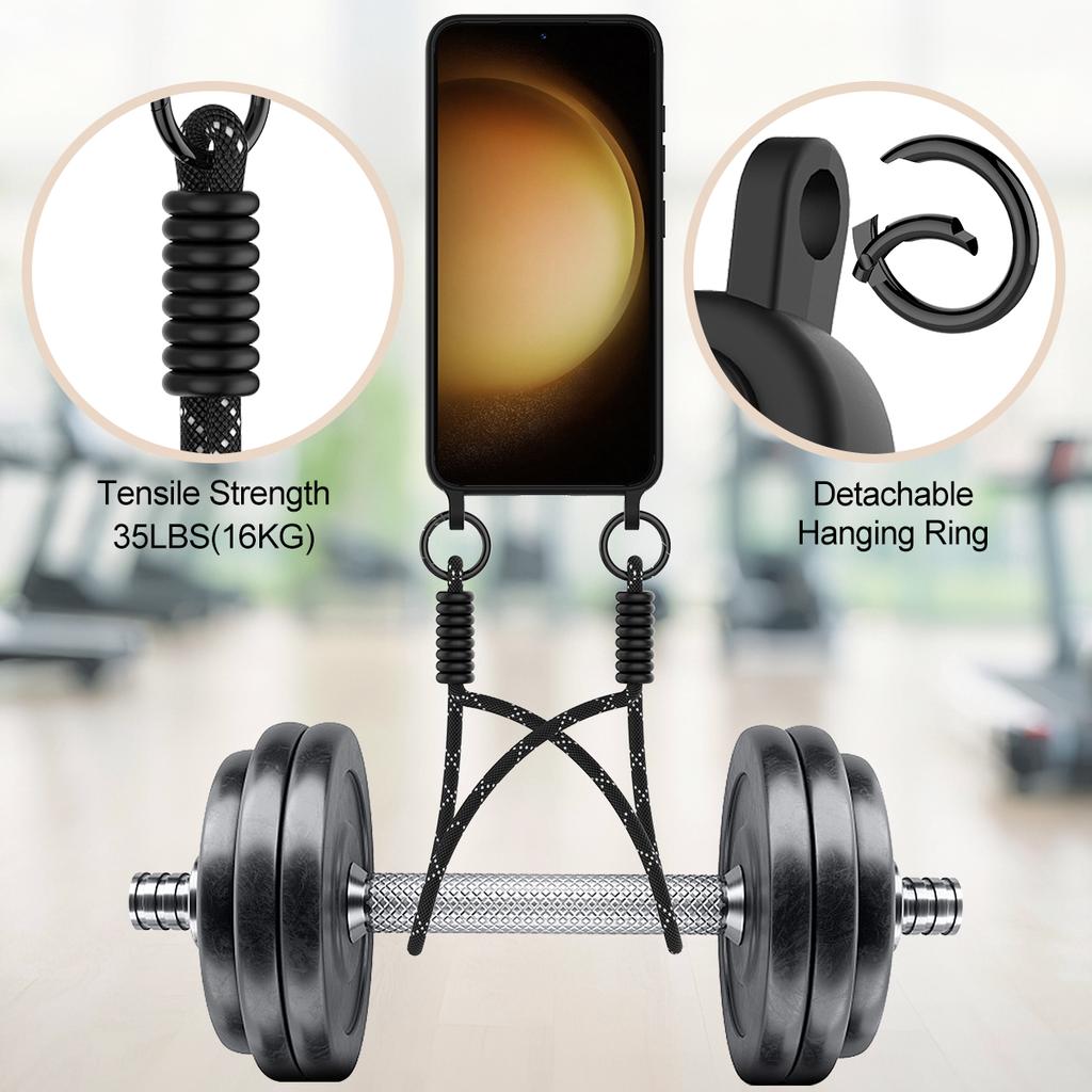 For Samsung Galaxy S23+ Liquid Silicone Case Phone Back Cover with Card Holder and Short Strap