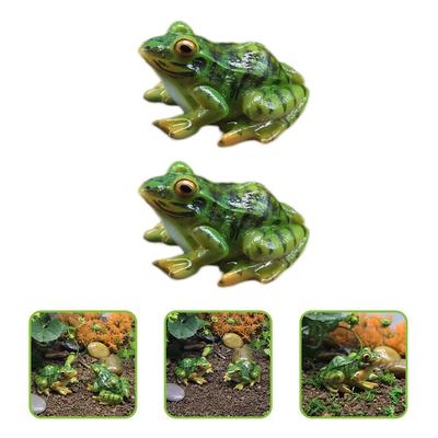 2 Pcs Decorate Simulation Frog Toy Frogs Mini Resin Animal Model Adornments Landscaping Decoration
