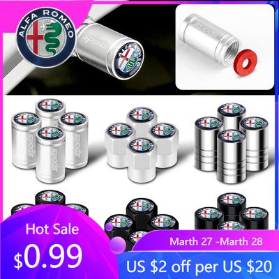 For Alfa Romeo 4Pcs Car Valve Cap Wheel Tires Air Tyre Stem Cover For Alfa Romeo Giulietta 159 147 Giulia MiTo Spider Stelvio GT