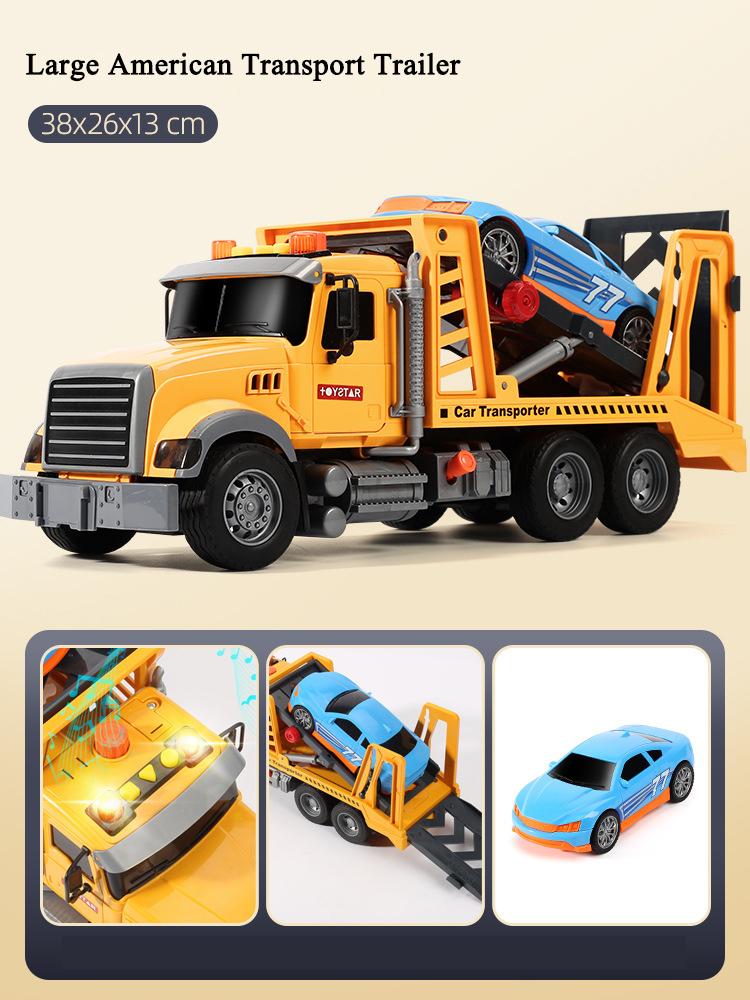 Children's Trailer Toy Transport Flatbed Truck Large Crane Crane Road Rescue Car Boy Car Toy Birthday Gift