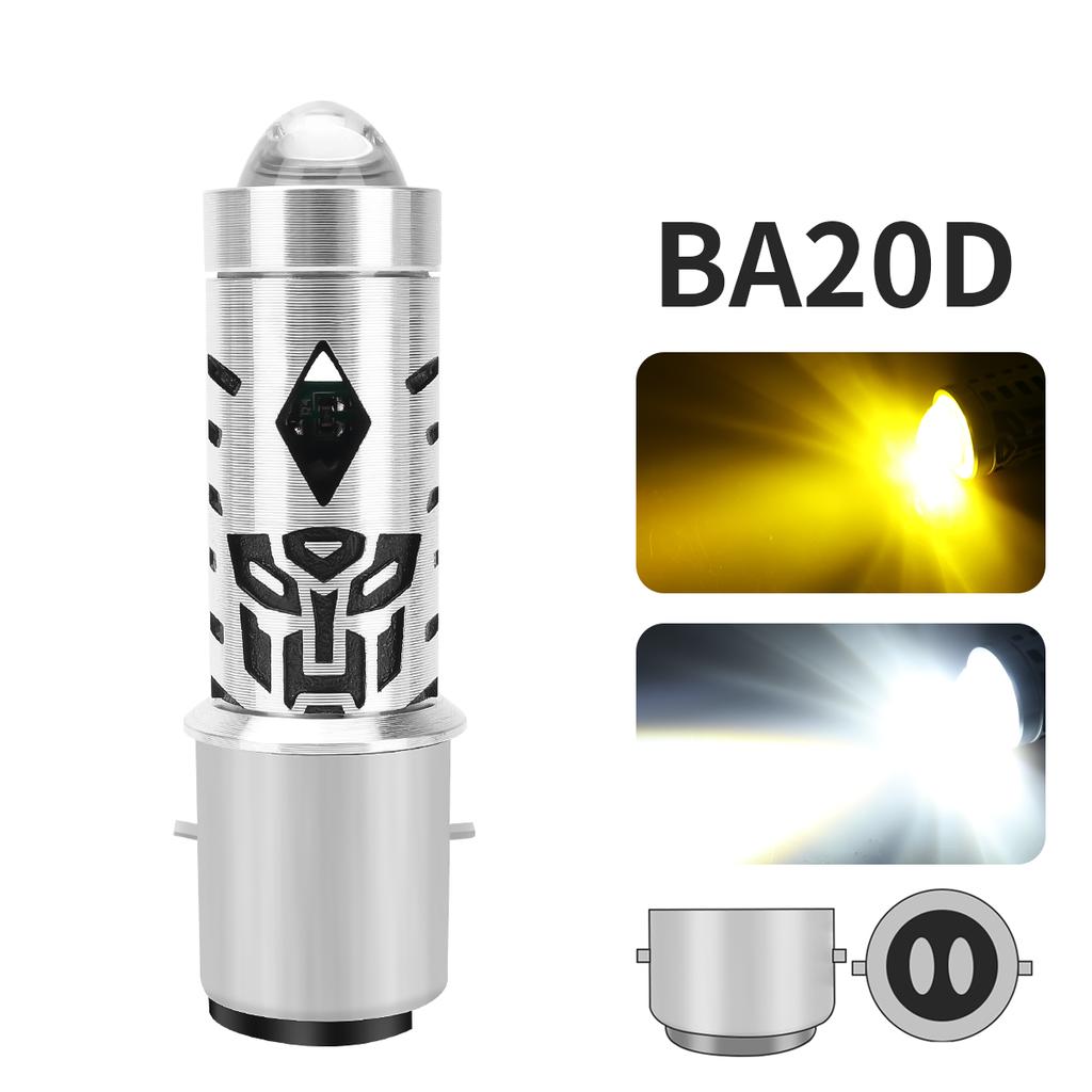 1pc H4 LED Dual Color Motorcycle Headlight H6 BA20D S2 P15D H6 12V Led Lens White Yellow Hi Lo Beam Moto Scooter ATV Accessories
