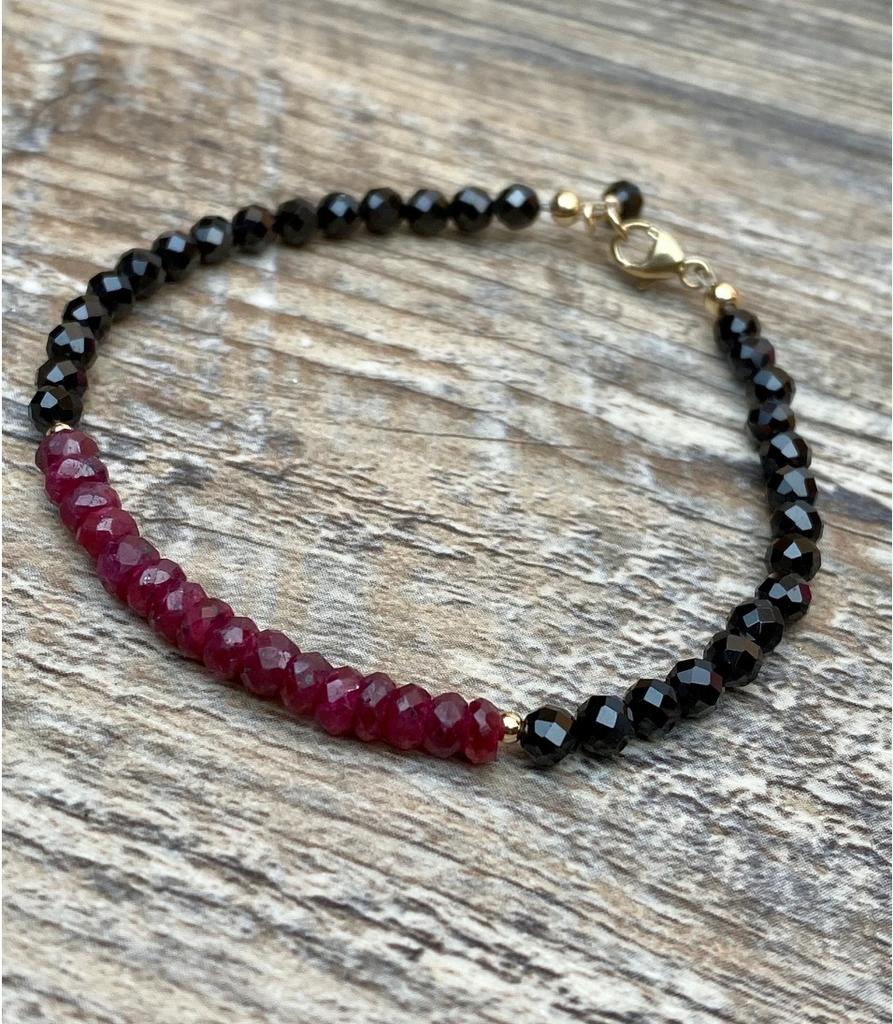 Black Crystal Tourmaline Bracelet, Empath Protection Bracelet for Women, Dainty Black Tourmaline Jewelry,