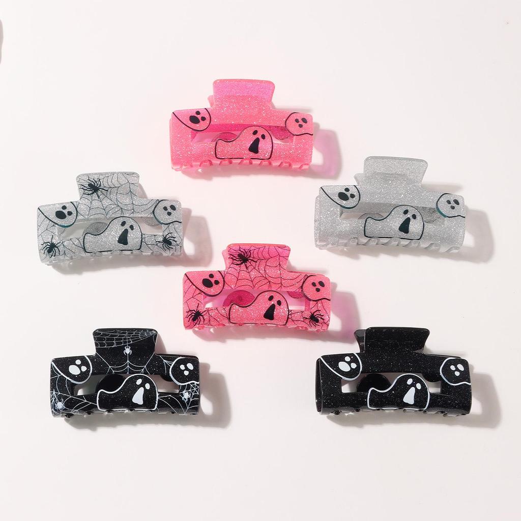 Creative Halloween Glitter Ghost & Spiderweb Hair Clip for Women