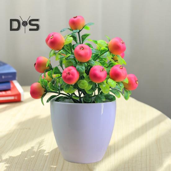 Künstliche Topfpflanzen, realistischer gefälschter Mini-Obstbaum, Tischdekoration für Zuhause und Büro, Grünpflanzen aus Kunststoff im Topf, Bonsai, Dekoration für drinnen und draußen