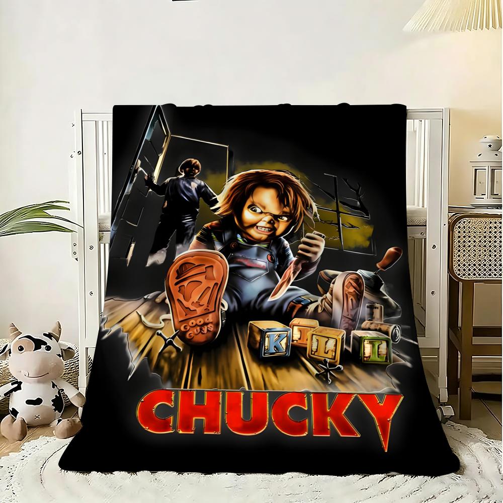 C-Chucky Horror Movie Throw Soft Flannel Throw Blanket, Lightweight Breathable Summer Nap Blanket For Home Travel Cozy Decor