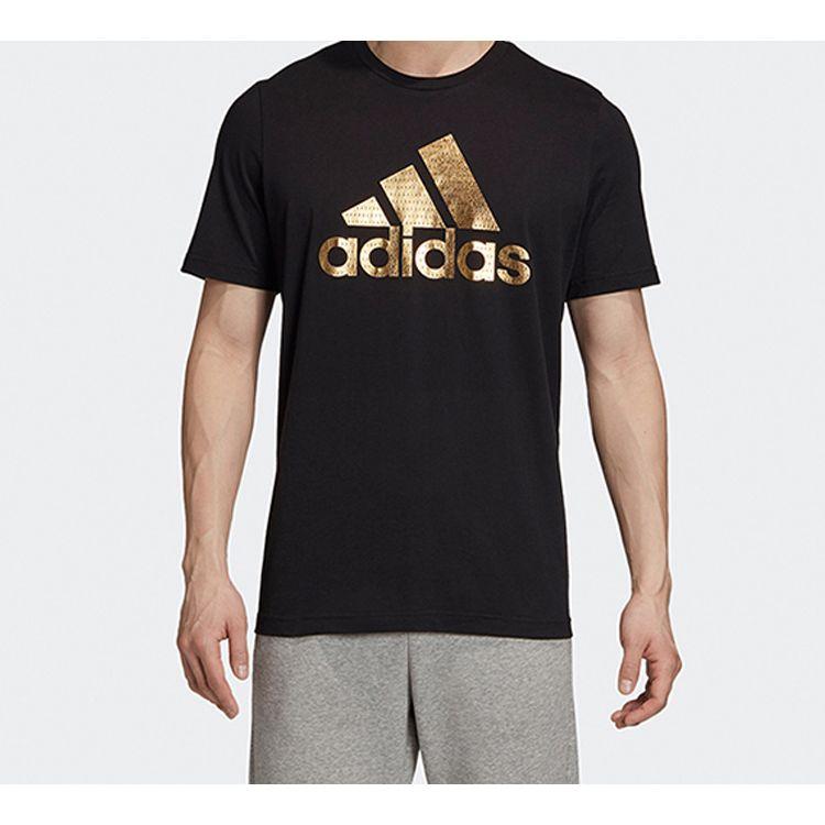 Adidas Universal Foil Metallic Letter Short Sleeve T-Shirt Men Tops Black GE4688