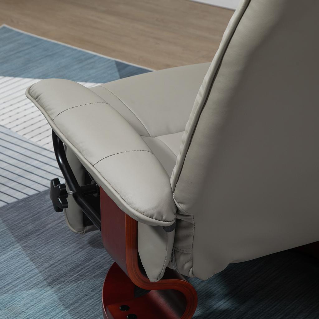 Recliner Chair TV Chair Lounge Chair Faux Leather 360 degrees Swivel Chair 145 degrees Reclining Grey 78 x 87 x 100 cm