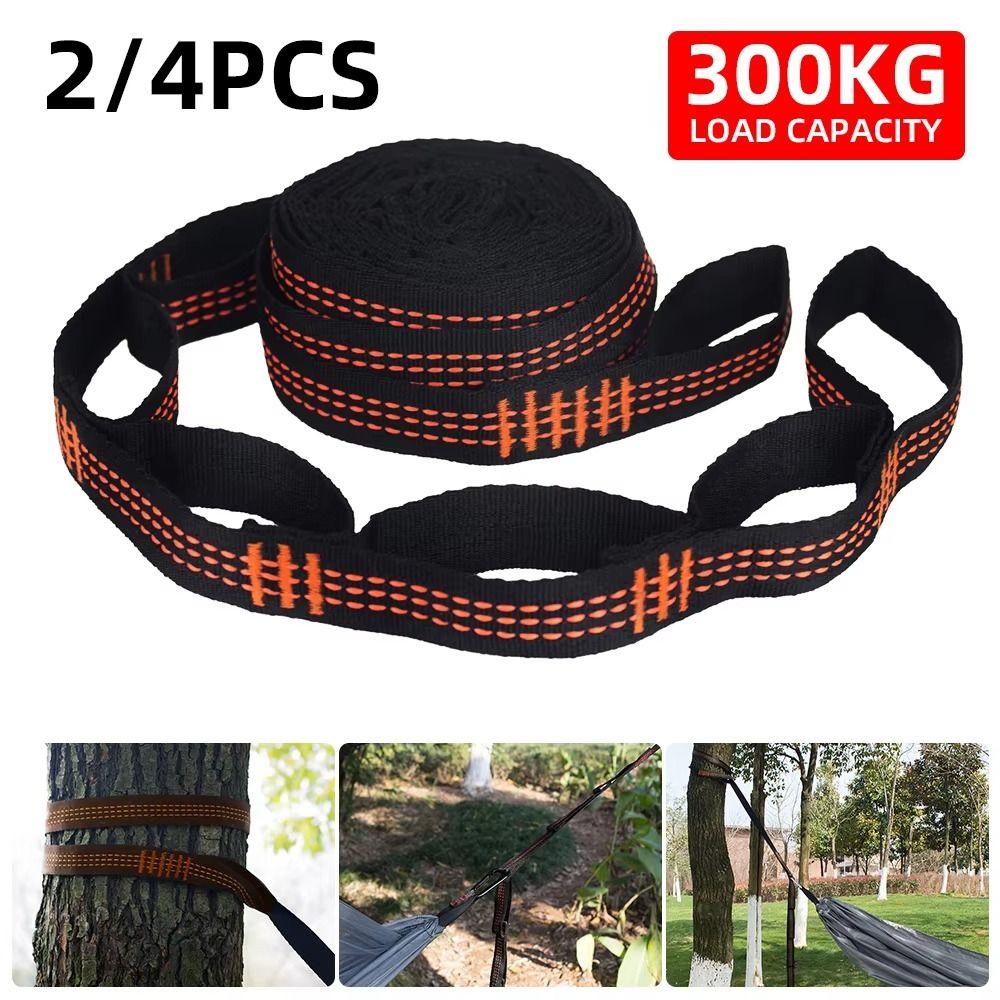 2/4Pcs Special Reinforced Hammock Straps 5 Ring Polyester Tree Hanging Rope High Load-Bearing Barbed Black