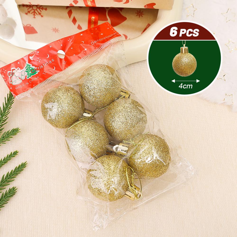 

24Pcs Christmas Decorative Ball Xmas Tree Pendant 4cm Gold Sticky Pink Colorful Ball Holiday Home Party Scene Hanging Decoration 1 Pack - 6Pcs