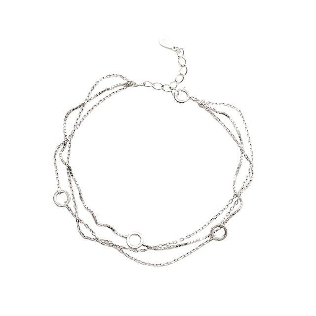 For Women Sterling Color Multilayer Chain Bracelets Geometric Circle Wrist Bracelet Fine JewelryGeometric Chain
