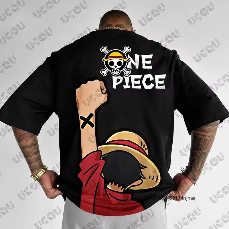 One Piece Luffy Zoro Anime Graphic Print Men's Cotton T-shirt Summer Short Sleeve Tees Clothes Casual Oversized Tops