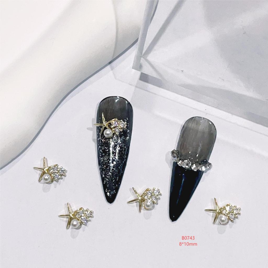 Water Drop & Pearl Stamen Design Nail Bow with Zircon Jewelry - 43 Piece Set
