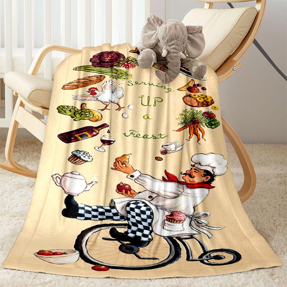 Chef Wine Blanket Ultra-Soft Suitable for Seaside Couch Chair Four Seasons Multipurpose Warmthful Decor Perfect Gift for Relatives and Friends
