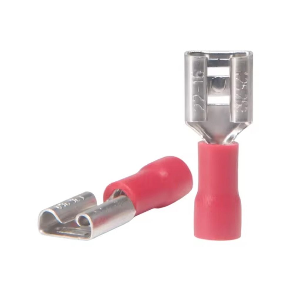 Red Female Insulated Spade Wire Connector 3/16'' Electrical Crimp Terminal 22-16 AWG 4.8 X 0.5mm FDD1.25-187 (0.187") (100pcs)