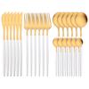24Pcs Rainbow Cutlery Set 304 Stainless Steel Flatware Silverware Set Knife/Fork/Spoon/Teaspoon Tableware Set for Home