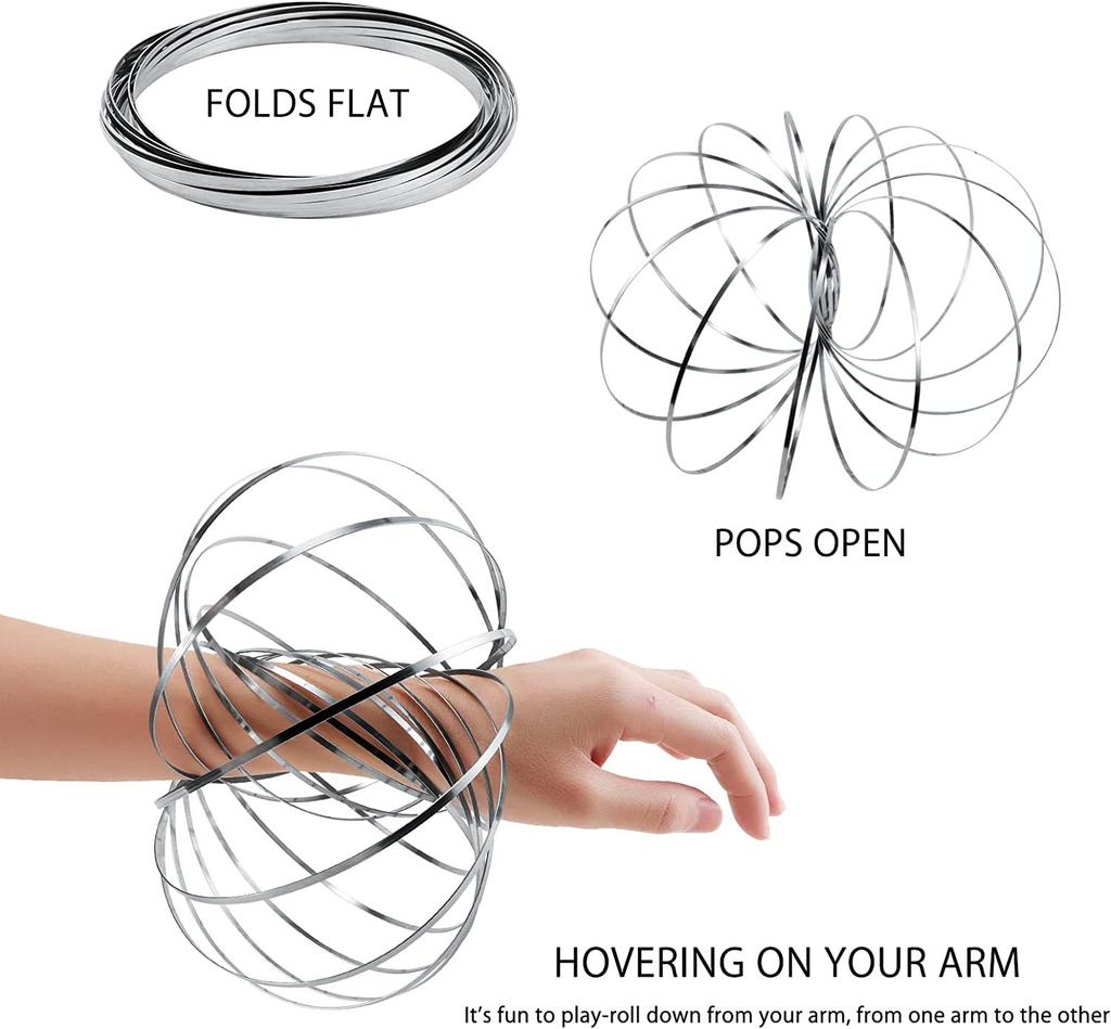 Fun Flow Ring 3D Dynamic Spring Decompression Bracelet Magic Arm Gyroscope Stress Relief Toy Stainless Steel Sensory Fidget Toy