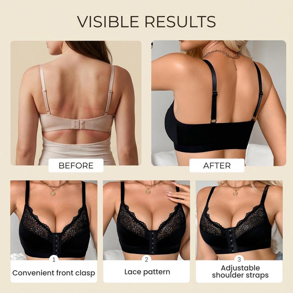 Zeriluna Lace Panel Front-Closure Bra: Soft & Comfortable Daily Wear