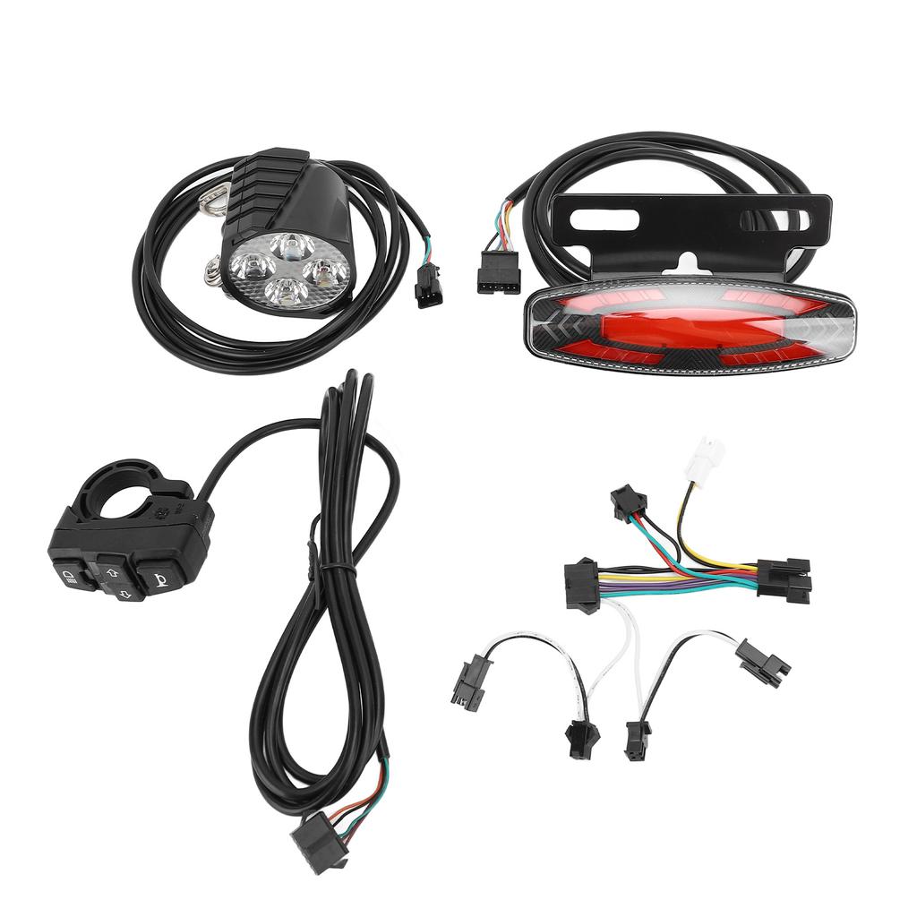 Bike Headlight Taillight Set High Brightness LED Front and Back Lamp Connection Cable Kit for 24V