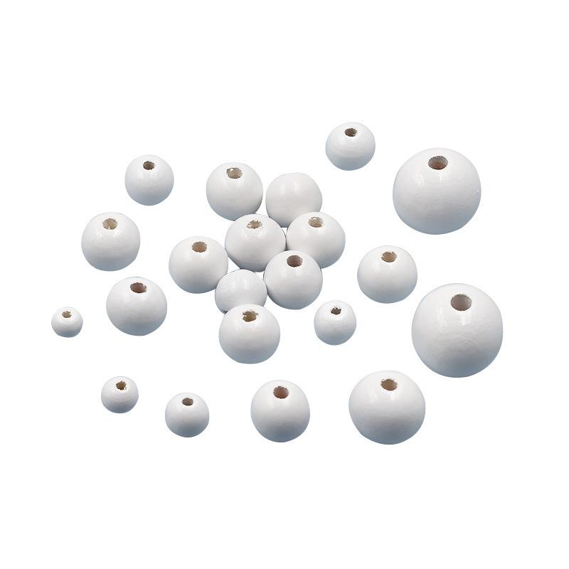 100pcs White Round Wooden Beads Natural Unfinished Loose Beads Wooden Spacers for DIY Crafts Jewelry Making