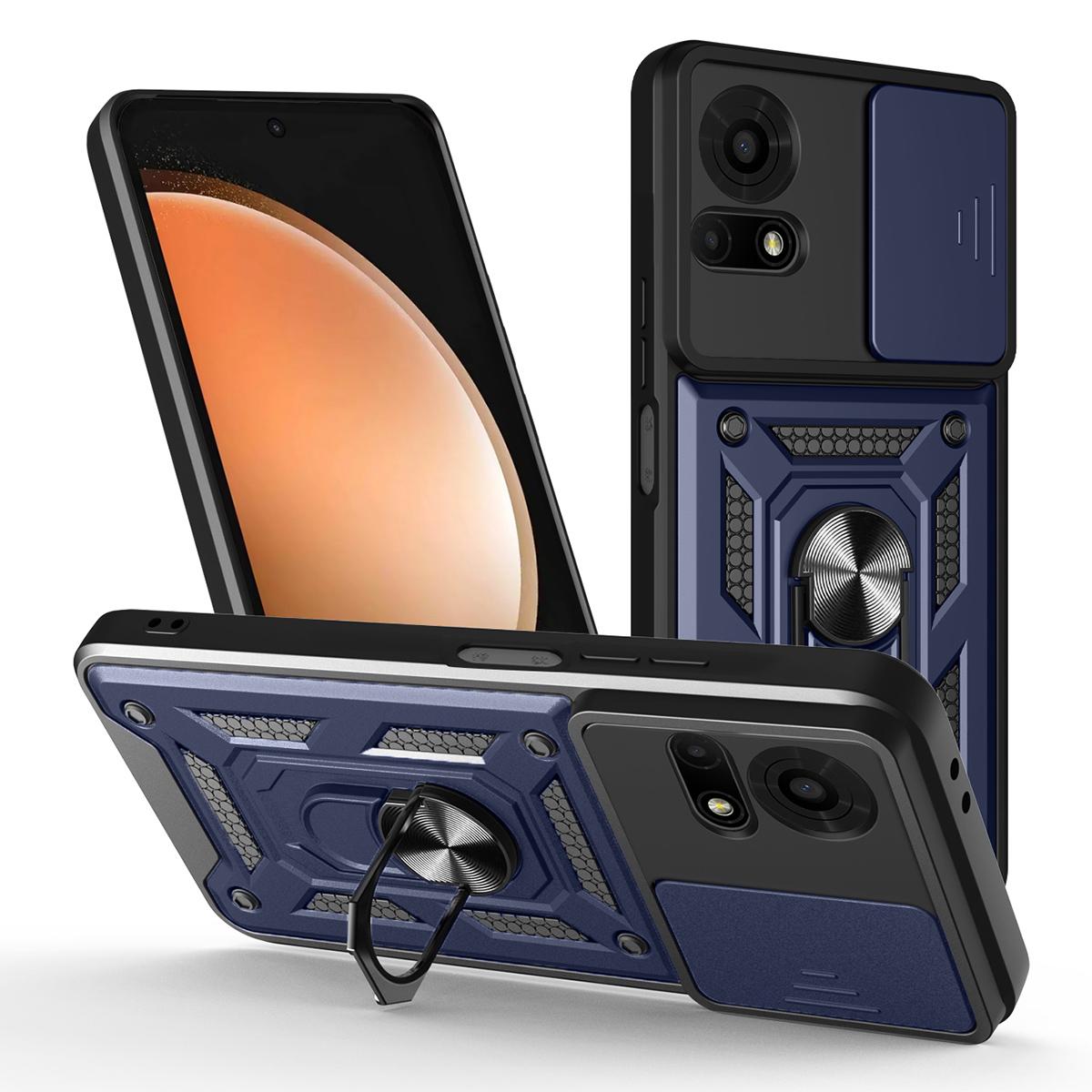 

Для TCL 50 LE Чехол со сдвижной крышкой для камеры PC+TPU Подставка Чехол для телефона Blue