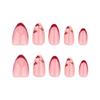 Valentines Day False Nail Short Almond French Tip Heart Glittering Glossy Glues On Nail 24Pcs Set for New Year Christmas