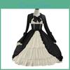 Gotisches Mittelalterkleid für Damen Vintage Ethnisches Partykleid mit Schleife für den Frühling